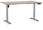 Rauman Masa inaltime reglabila OfficeTech B, 140 x 80 cm, bază gri, stejar