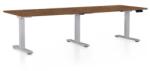 Rauman Masă înălțime reglabilă OfficeTech Long, 240 x 80 cm, picioare gri, stejar silverjack