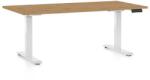 Rauman Masă înălțime reglabilă OfficeTech D, 160 x 80 cm, picioare albe, stejar piatra