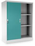 Rauman Dulap metalic universal mediu cu uși glisante 90 x 40 x 120 cm, încuietoare cilindrică, verde - ral 6033 Dulap arhivare