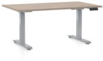 Rauman Masa inaltime reglabila OfficeTech D, 140 x 80 cm, bază gri, stejar