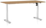 Rauman Masă înălțime reglabilă OfficeTech A, 160 x 80 cm, picioare albe, stejar piatra