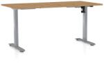 Rauman Masă înălțime reglabilă OfficeTech A, 160 x 80 cm, picioare gri, stejar piatra