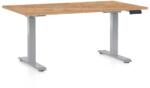 Rauman Masă înălțime reglabilă OfficeTech D, 140 x 80 cm, picioare gri, stejar kraft