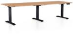 Rauman Masa inaltime reglabila OfficeTech Long, 240 x 80 cm, bază neagră, fag