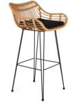 Halmar Scaun de bar Tristan, negru / ratan (V-CH-H/105)