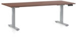 Rauman Masa inaltime reglabila OfficeTech D, 180 x 80 cm, bază gri, nuca