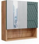 Vicco Irma mintás tükrös szekrény, 54x55 cm, tölgy-zöld