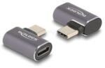 Delock USB Adapter 40 Gbps USB Type-C PD 3.0 100 W csatlakozódugóval - csatlakozóhüvellyel, ívelt bal / jobb 8K 60 Hz fém (DL60047) (DL60047)