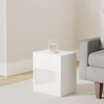 VASAGLE Modern Éjjeliszekrény Szett Fiókos Tárolóval Klasszikus Fehér - pepita