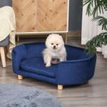 PawHut Beltéri ágy kutyáknak vagy macskáknak, Max 22, 5 kg, bársony / fa, kék
