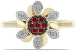  Arannyal Bevont Ezüst Gyűrű Vörös Gyémánttal és Fehér Gyémánttal, Y59679/54