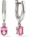  Ezüst Fülbevaló - Rózsaszín Kristály - 925 Sterling Ezüst