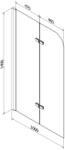 Mexen Felix Kádparaván 2 részes 100 x 140 cm, grafit, króm - 890-100-002-01-40 Kádparaván (5903163384473)