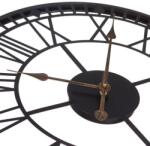  Fém falióra római számokkal és bronz mutatókkal, Ø60 cm, fekete színű