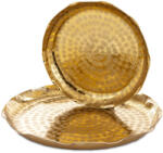 Art-Pol Loyd design keleties rusztikus kerek arany 2db-os fém tálca szett fodros szélű 3x38x38 / 3x29x29cm (163306)
