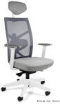 UNIQUE TUNE ergonomikus irodai szék - fehér váz, szürke háló és ülőlap