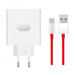 OnePlus VCBA0BEH gyári hálózati töltőadapter, 100W, 9.1A, 1 x USB-A, USB-C kábellel, fehér
