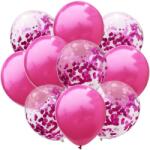 Cyrax Set 10 Baloane din Latex, Cyrax, Model Party Confetti, 5 x Confetti, 5 x Roz, 25 cm, 2.2g (130346)