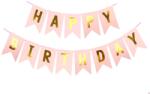 Cyrax Banner Happy Birthday 100x200 cm, Cyrax, Dimensiune Stegulet 11.5x16.5 cm, Rola de Ata Inclusa, Roz (130539)
