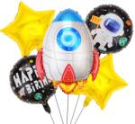 Cyrax Set 5 baloane din folie metalizata HAPPY BIRTHDAY, 78 x 45cm Galben Alb (127304)