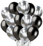 Cyrax Set 10 Baloane din Latex Chrome, Cyrax, Model Party, 23 cm, Negru Argintiu, 2.2 g (130910)