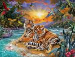 NORIMPEX - Puzzle Tablou cu diamant: Familia tigrilor 30x40 cm - 1 - 39 piese