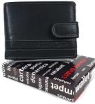 Corvo Bianco kis, patentos nyelves, fekete bőr pénztárca SFC102/T - minosegitaska
