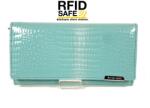 Jennifer Jones RFID védett, menta, krokkó lakk, nagy, belső zippes pénz és irattárca 52882 - minosegitaska