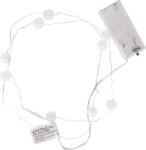 Entac fényfüzér 10 LED melegfehér 1, 3m IP20 elemes, áttetsző műanyag golyó