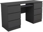 KringX Origo íróasztal, 140x50x75 cm, 6 fiókkal, grafit színű