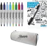 Sharpie Twin Tip Tartós filctoll készlet, 8 db + A5 jegyzetfüzet + Sharpie toll (7923562-8)
