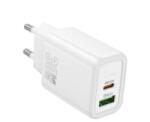 hoco. N63 hálózati töltő USB+Type-C aljzat (30W, 3A, PD gyorstöltő 3.0) FEHÉR (N63_W) (N63_W) - aqua