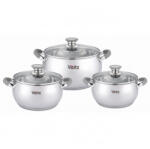 Voltz Set oale cu capac Oliver Voltz OV51210N6B, 6 piese, Inductie, Manere din silicon, Inox/gri (OV51210N6B gray)