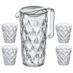 Koziol Кана за вода и чаши за вода CRYSTAL в комплект, 4 бр. , 250 мл/ 1, 6л, Koziol (KOZ4007535)