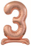 Mezőfi Team Kft Fólia lufi, 3, talpas, rosegold, 76 cm