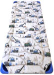  Töltött ovis gumifüles lepedő - Munkagépek az úton kék mintás 55x130cm / 58x133cm ágyra