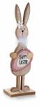 Decorer Figurina Iepuras Paste din lemn natur si roz 9 cm x 6 cm x 30 h (A51.44.65Cdeco)