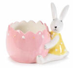 Decorer Figurina Iepuras Paste roz galben 13.5x9x11.5 cm (A71.45.36Adeco)