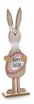 Decorer Figurina Iepuras Paste din lemn natur si roz 12 cm x 6 cm x 40 h (A51.44.65Bdeco)