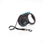 flexi Black Design lesa automata cu banda pentru caini, negru cu albastru, marimea S, 5 m