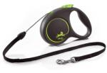 flexi Black Design lesa automata cu sir pentru caini, negru cu verde, marimea S, 5 m