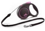 flexi Black Design lesa automata cu sir pentru caini, negru cu roz, marimea S, 5 m