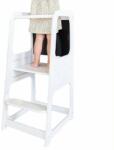 Ginger Home Montessori fellépő torony gyerekeknek - tanuló torony krétatáblával és állítható magassággal, fehér (1-4 év) (TF13071)