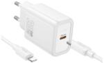 hoco. N60 hálózati töltő Type-C aljzat 20W, PD gyorstöltő 3.0 + lightning kábel, FEHÉR N60 W (N60 W)