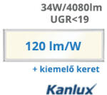 Kanlux LED panel (1200 x 300mm) 34W/4080Lm - természetes fehér 90° (Blingo - Backlite panel), UGR (37175 + 27611)