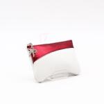 Amnisu fehér / metál bordó ívelt egy cipzáras bőr kulcstartó c3002