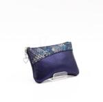 Amnisu metál sötétkék / kígyómintás ívelt egy cipzáras bőr kulcstartó c6012