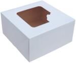 Szidibox Karton Süteményes doboz, tortadoboz, fehér, ablakos, ételcsomagolás 22x22x11cm P697 (SZID-01274)