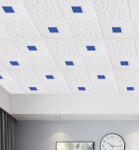 HOZRO Tapet 3D autoadeziv, Model pentru Tavan/Perete, design modern, foarte usor de montat, Alb/Albastru